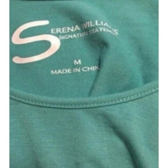 Serena Williams M Teal Green Bicolor Scoop Neck Poly Blend Sleeveless Maxi Dress - Picture 6 of 6